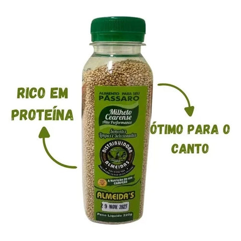 KIT:1 COLEIRO ALTA PERFORMANCE 500gr +1 MILHETO CEARENSE 220gr+1 PAINÇO SALMON 220gr