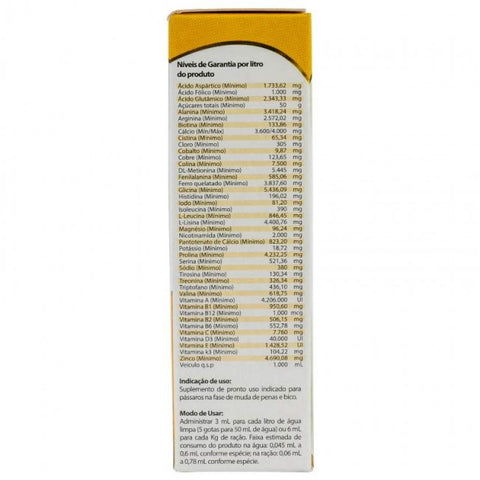 SETA MUDA 15ML - Suplemento Vitamínico e Aminoácidos para Pássaros
